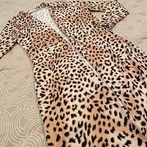 She & Sho maxi cardigan, animal print, polyester blend, open style, S
